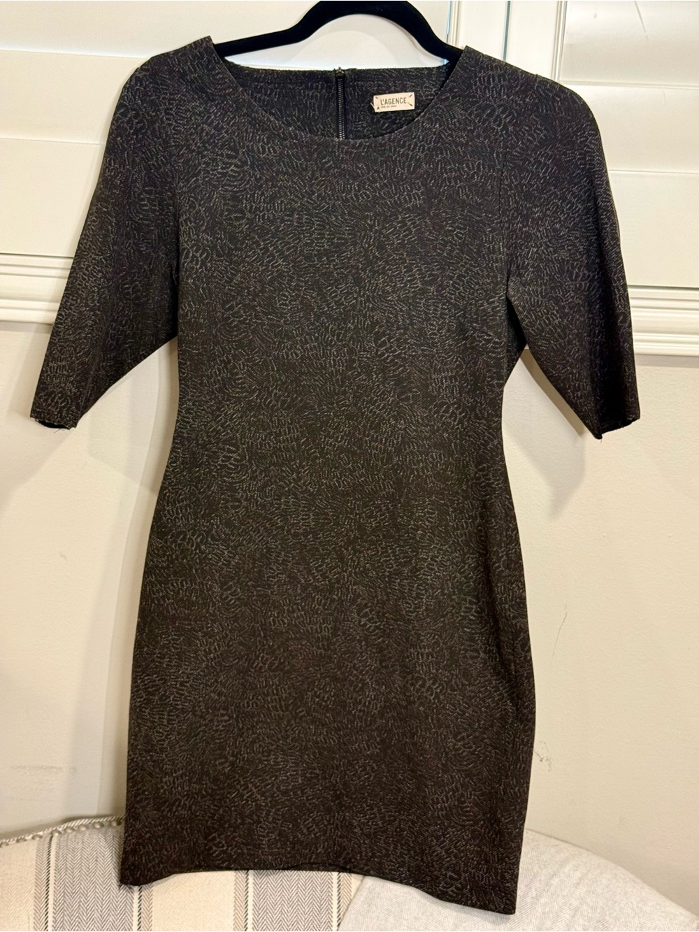 L'AGENCE Black Textured Mini Dress